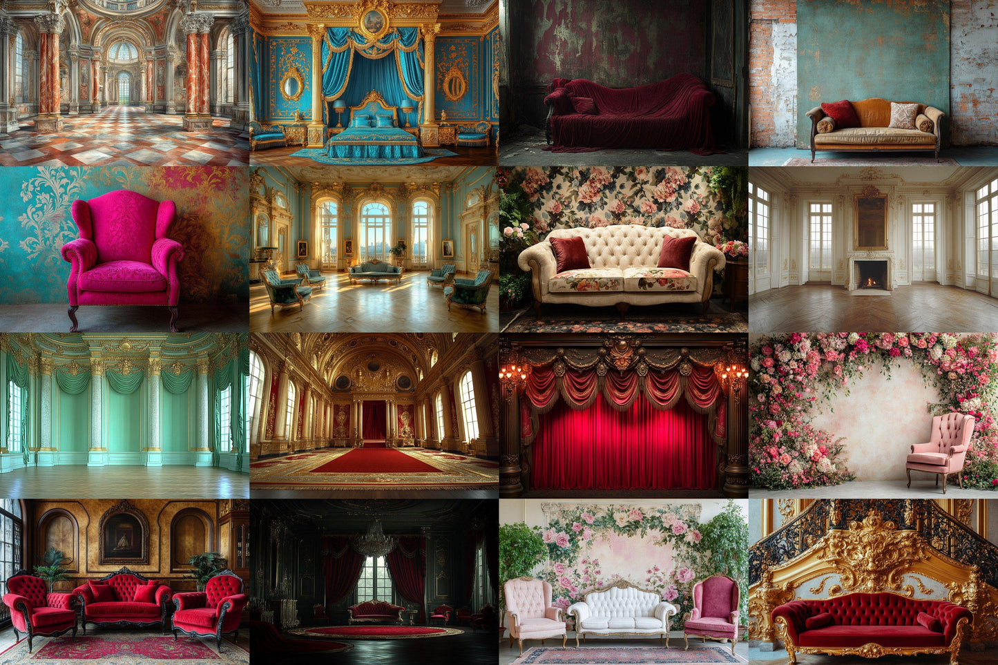 Baroque Digital Backdrops Props: Artful & Premium Backdrops, Large Photography Backdrops, Backdrops Overlays. Photography Backgrounds