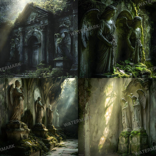 Forgotten Mausoleum Photography Backdrop  Digital Portrait Overlays for Stunning Composites 12 Designs 96x96px