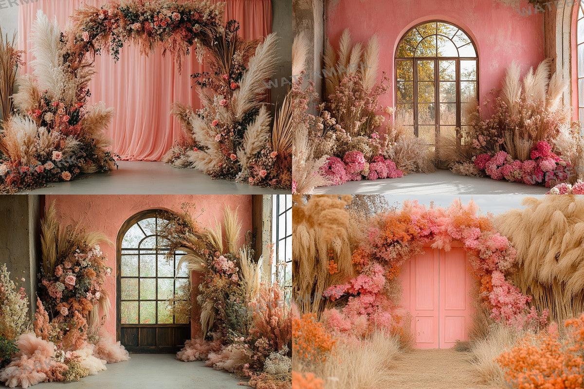 Pink Boho maternity digital backdrop room minimal arches backdrop maternity overlays, pink textures boho digital backdrop wedding studio