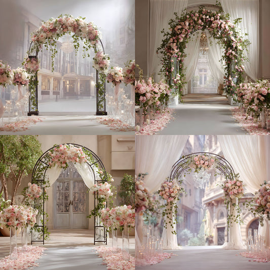 Wrought Iron Arch Digital Backdrop, Wedding Photography Background, Photo Booth Prop, Floral Archway, Garden Scene, Fairytale Portrait