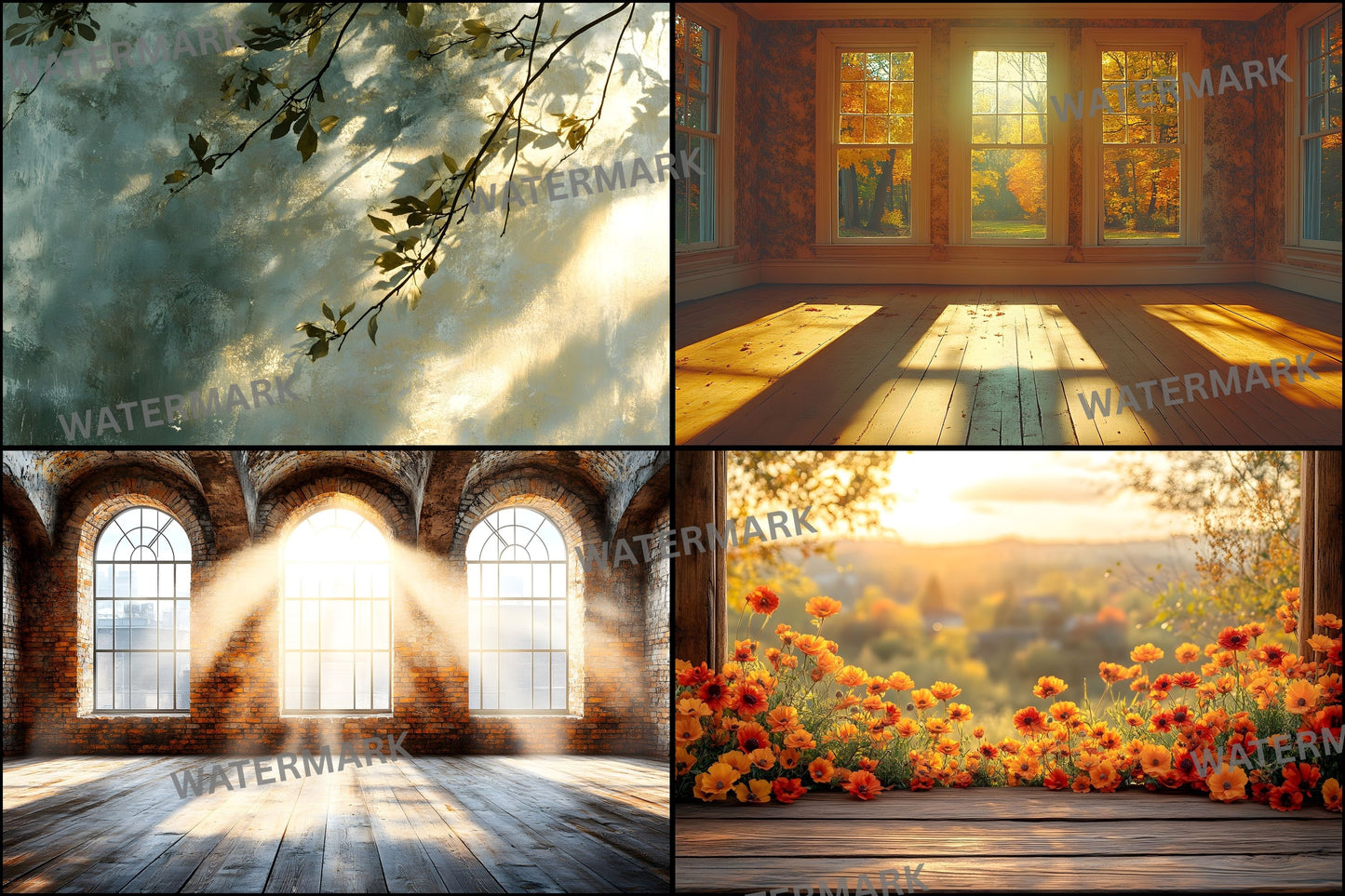 Vintage Sunlit Room Digital Backdrop, Wallpaper Backgrounds, Photography, Cozy Interior Scene, High-Resolution Images, Photo Overlays