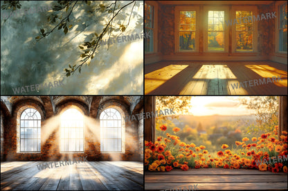 Vintage Sunlit Room Digital Backdrop, Wallpaper Backgrounds, Photography, Cozy Interior Scene, High-Resolution Images, Photo Overlays