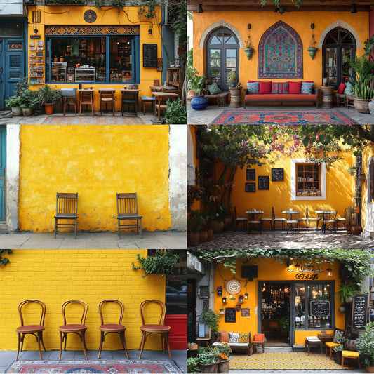 Yellow Middle Eastern Cafe Backdrop, Digital Download, Photography Background, Arabian Nights Theme, Exotic Decor, Virtual Studio Prop