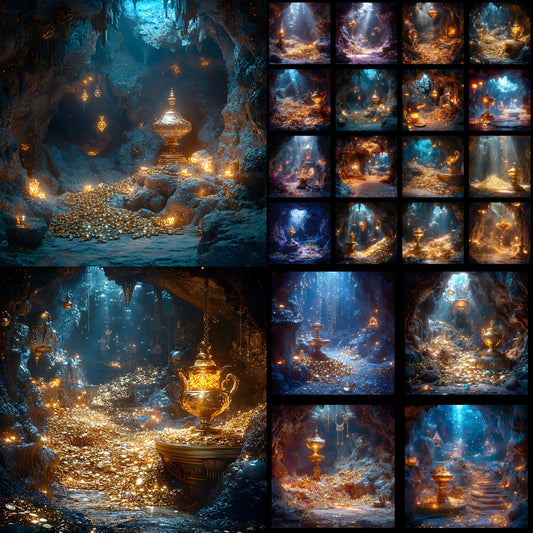 Aladdin's Cave Digital Backdrop, Enchanted Arabian Nights Background, Square Photography Prop, Fantasy Photo Booth, Magical Adventure Scene, JPEG Images