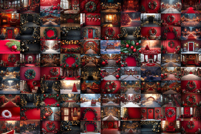 Christmas Backdrop, Digital Backdrop, Santa Christmas Backdrop For Kids Family, Festive Digital Download Christmas Background