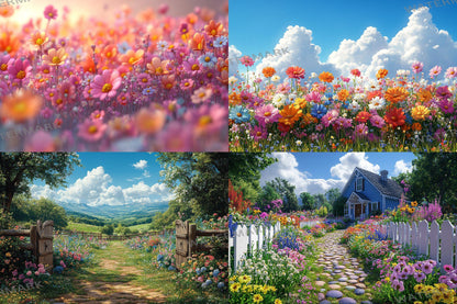 Whimsical Flower Garden Backdrops ��������� Lush Floral Photography Backdrops for Dreamy & Ethereal Portraits - Floral Backdrops and Backgrounds