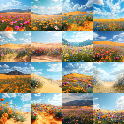 Desert Wildflower Digital Backdrop, Photography Background, Printable Desert Scene, Floral Photo Booth, High-Res Image Download