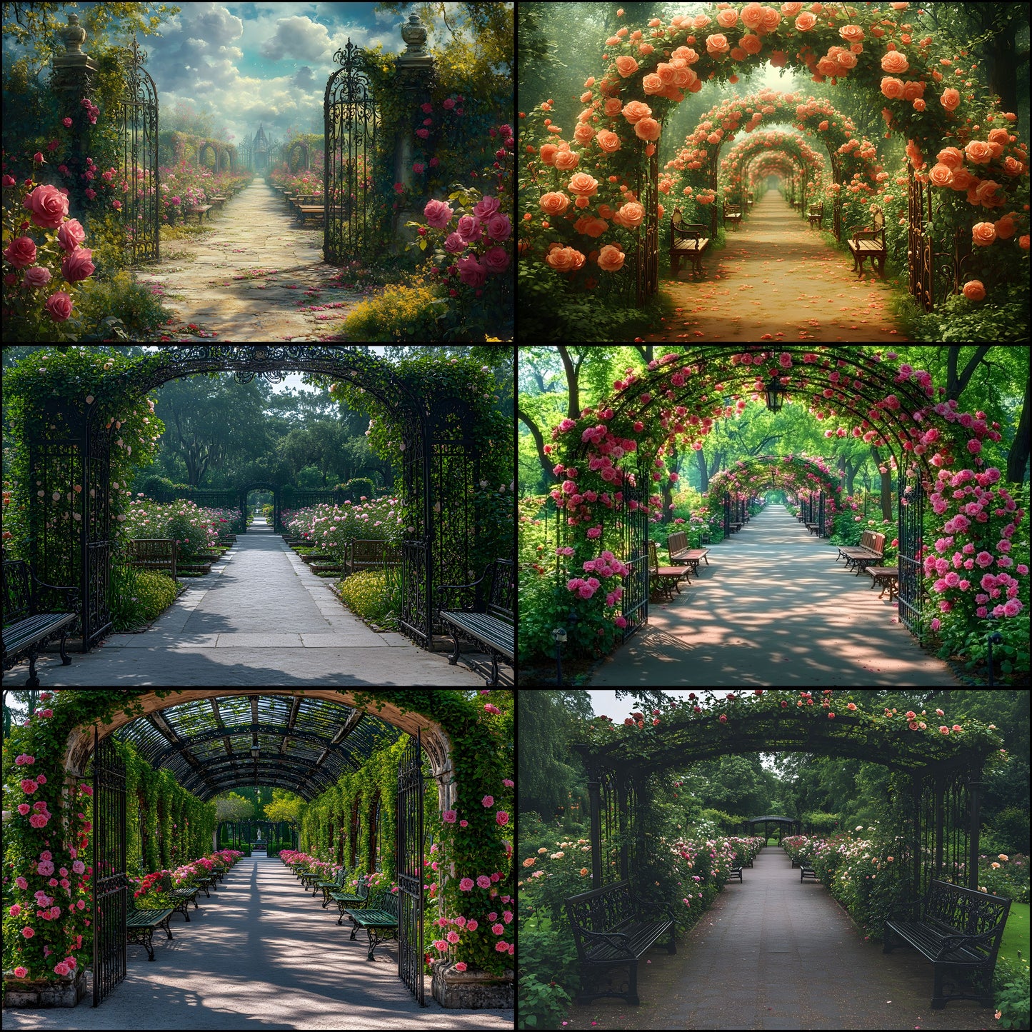 Victorian Rose Garden Digital Backdrop, Enchanted Enclosure Background, Floral Photography Prop, Scene, Fairytale Portrait Image
