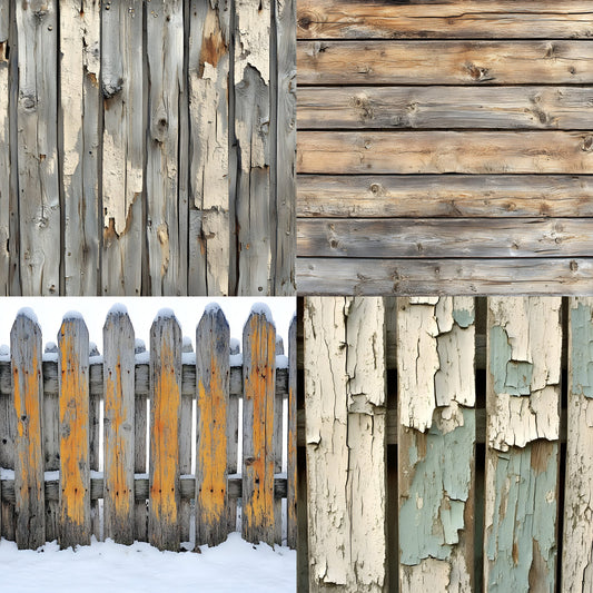 Weathered Wood Fence Digital Backdrop Set, Photography Backgrounds, Rustic Wood Wall Textures, Photo Overlays, Fencing Images for Composites