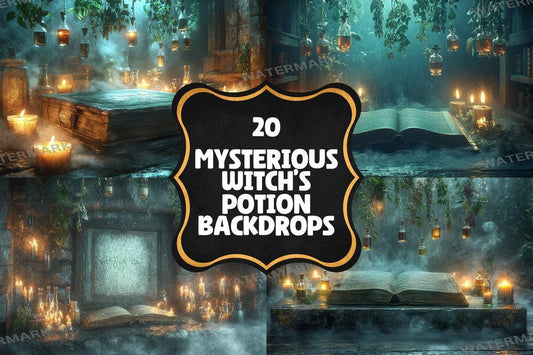 Enchanting Witchs Potion Photography Backdrops - Mysterious Overlays for Spooky Photo Shoots - 00x00px PNGs Commercial Use Allowed
