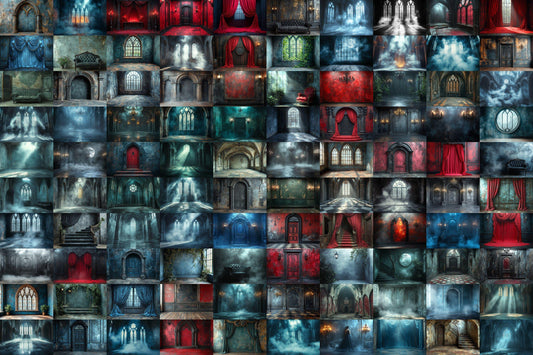 Gothic Digital Backdrops Mega Pack: Dark Fantasy Castle & Eerie Scene Backgrounds, Vampires, Halloween, Gothic - Gothic Backdrops
