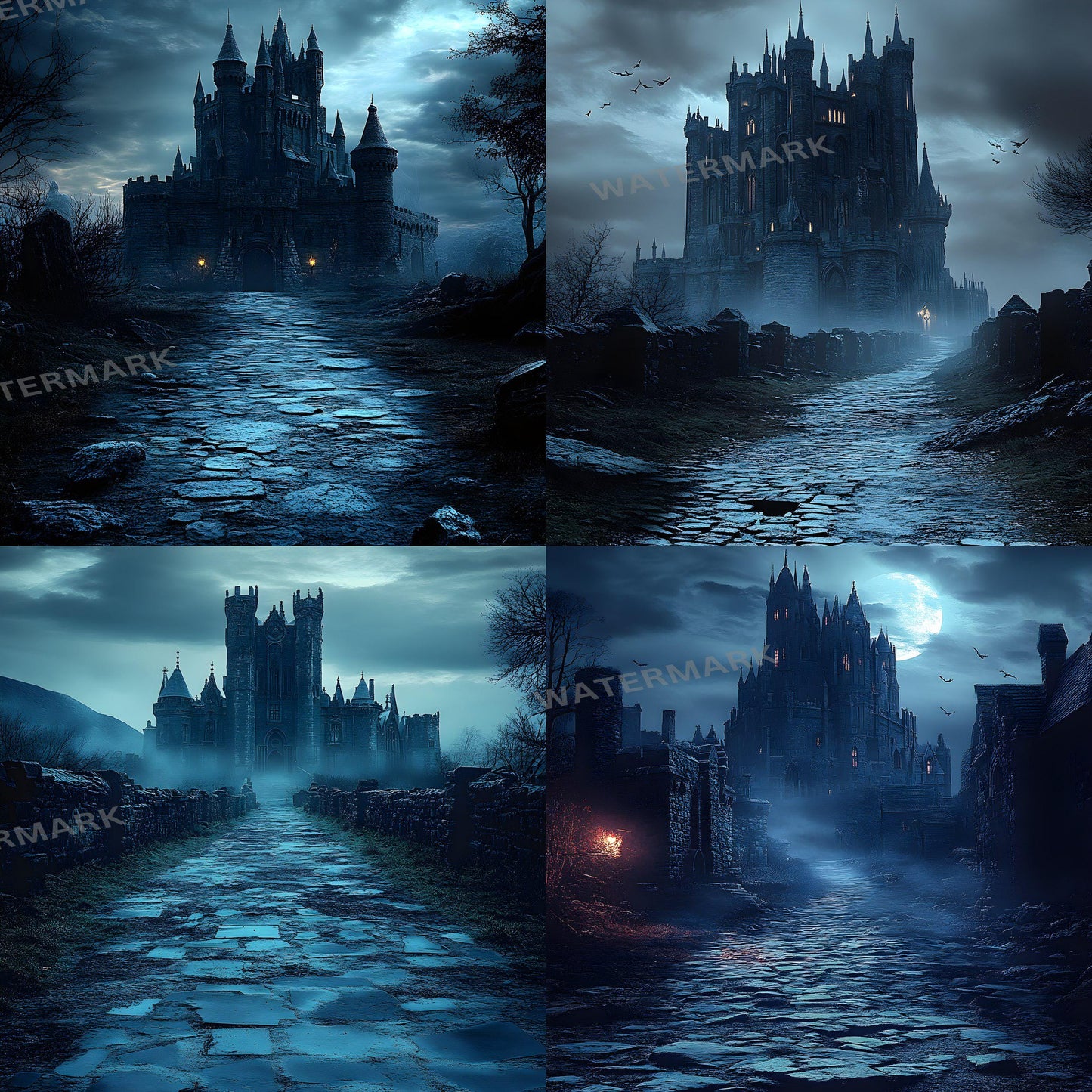 Castle Backdrops | Fantasy Castle Backgrounds | Medieval Scenes - Gothic, Halloween, Witchcraft Castle Backgrounds - Digital Backdrops