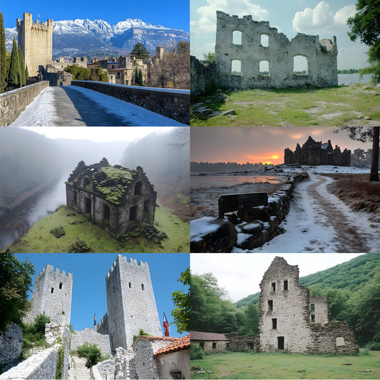 Abandoned Castle Backdrop, European Ruins Digital Backgrounds, Fantasy Photography, Printable Photo Booth
