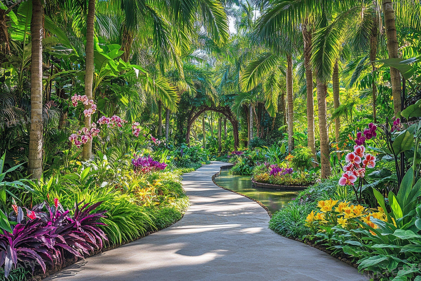 Lush Tropical Botanical Escape Backdrop: PNGs for Commercial Photography, Rich Rainforest Setting, Immersive Digital Backdrops