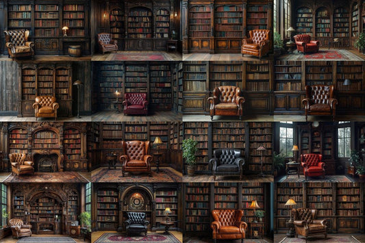 Warm Aesthetic Grand Victorian Bookcase Backdrops for Digital Artists  Photographers - Ideal for Inviting Designs - 00x00px PNGs