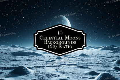 Celestial Moons streaming background, 16:9 ratio. Dreamy moons, starry sky, glowing landscape, digital backdrop. Photography Background