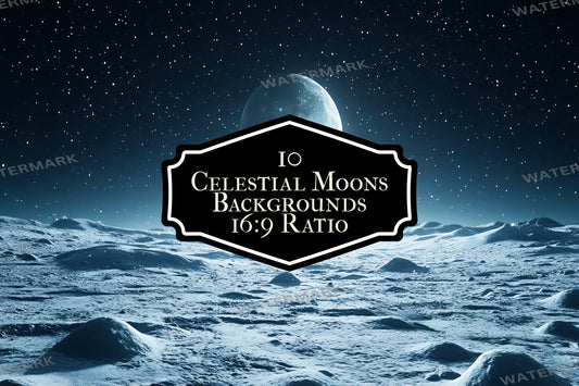 Celestial Moons streaming background, 16:9 ratio. Dreamy moons, starry sky, glowing landscape, digital backdrop. Photography Background