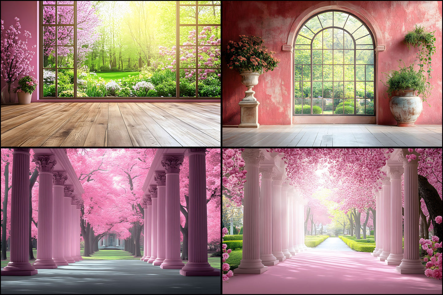 Royal Pink Garden Digital Backdrop, Floral Photography Background, Princess Portrait Scene, Photo Prop, Fairytale Garden Download