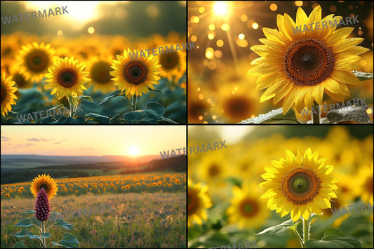 Sunflower Field Digital Backdrop, Vibrant Meadow Background for Photography, Photo Prop, High-Resolution Images, Scenic Portrait Backdrops