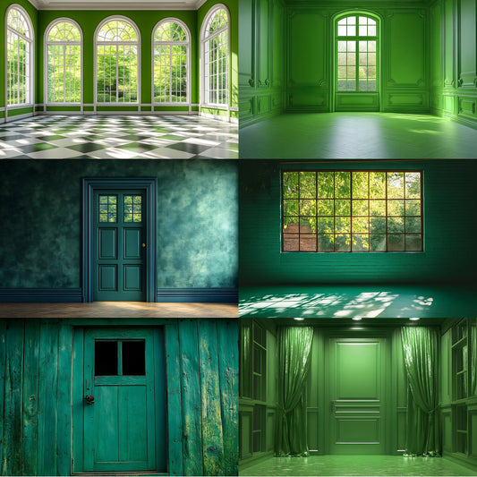 Royal Green Interior Backdrop Set, Photography Backgrounds, Digital Download for Photographers, Elegant Home Decor Photo Overlays