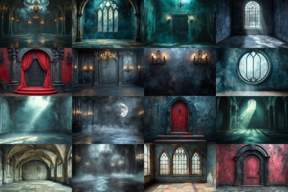 Gothic Digital Backdrops Mega Pack: Dark Fantasy Castle & Eerie Scene Backgrounds, Vampires, Halloween, Gothic - Gothic Backdrops