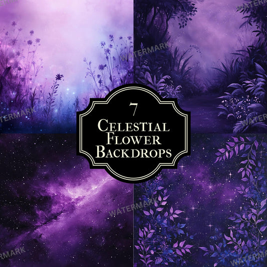 Celestial Flower Backdrops - Master Overlays for Photoshop Composites & Mystical Digital Art, Digital Download, Floral Background