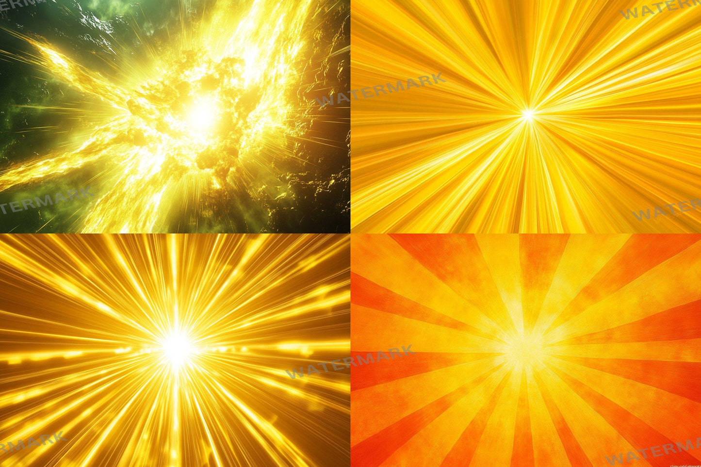 Yellow Sunburst Backdrop: 2PNGs for Retro Photo Backgrounds, Pop Art Photography Props, Groovy Sunshine Digital Backdrops