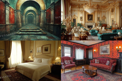 Regal Room Interior Backdrops - Victorian and Royal Designs - Royal Room Backdrops - Luxury Mansion Interior - Real Estate Backgrounds