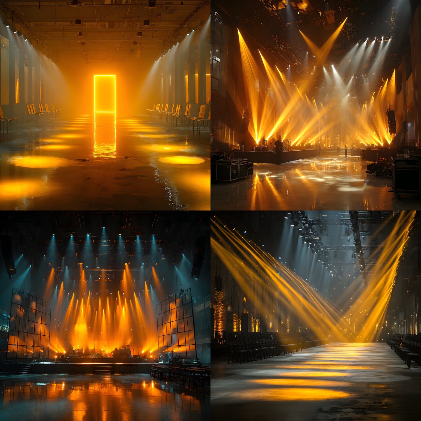 Yellow K-Pop Stage Digital Backdrop, Vibrant Music Show Background, Square Photo Booth Prop, Idol Concert Photography, Online Party Stream Image