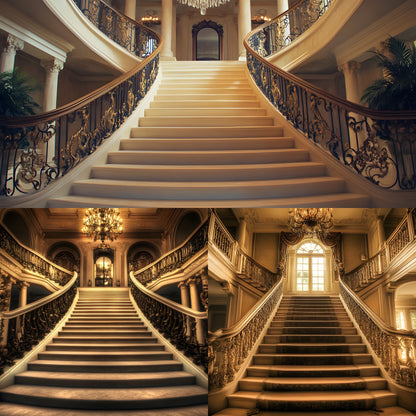 Grand Staircase Digital Backdrop, Interior Photography Background, Elegant Chateau Stairwell, Fantasy Castle Photo, Historic Hallway