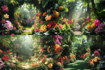 Tropical Vines Digital Backdrops - 3High-Res PNG Files for Photography  Craft Design - Commercial Use Allowed