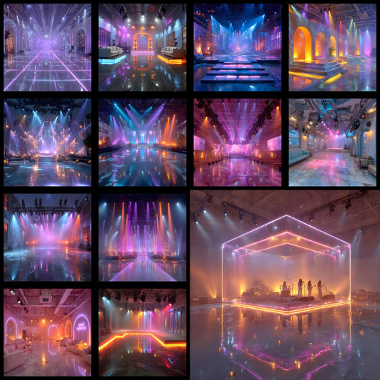 Neon K-Pop Party Backdrop, Show Stage Digital Background, Square Photography Prop, Idol Concert Photo Booth, Colorful Music Video Virtual Set