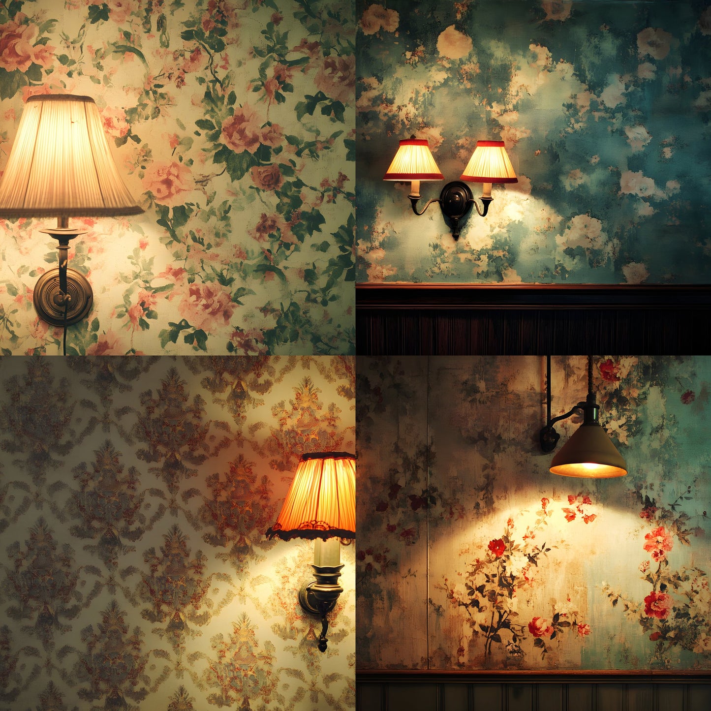 Vintage Wallpaper Room Digital Backdrop, Photography Backgrounds, Antique Interior Photo Prop, High-Res Image Download