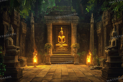 Shadowy Temple Backdrop - Dark Fantasy Background, RPG Streaming Overlay, Haunted Photography Backdrop, Digital Art Decor