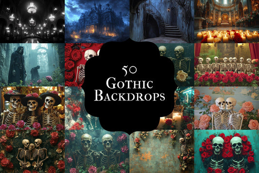 Gothic Architectural Backdrop: 5PNGs for Dark Moody Photography, Victorian Fantasy Structures, Textured Castle Digital Backdrops