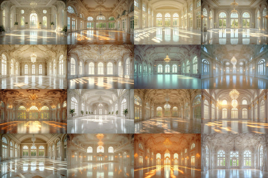 Ivory Ballroom Digital Backdrops - Grand Palace & Fantasy Wedding Photography Backgrounds - Instant Download Photo Props