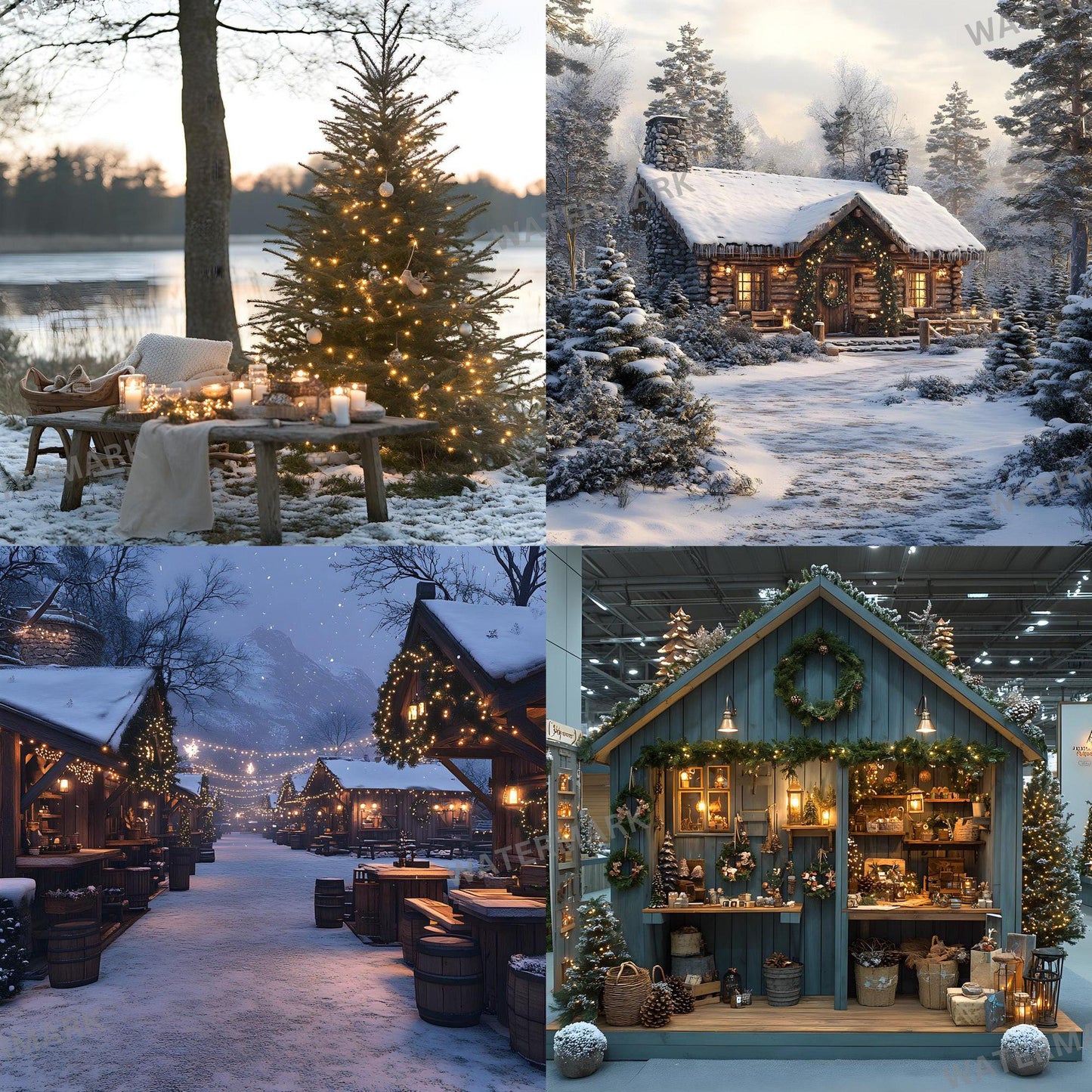 Enchanting Nordic Christmas Backdrops - Festive Winter Wonderland Scenes for Holiday Photography, Digital Art, Kids, Family Portraits