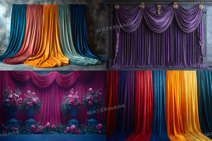 Velvet Elegance Backdrops | Luxurious Digital Backgrounds | Opulent Vintage Room Photography Backdrops | Wedding & Maternity Backdrops
