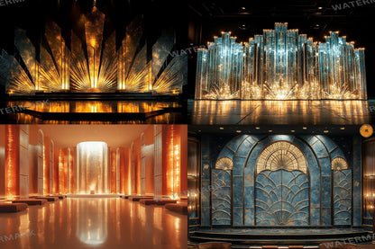 Art Deco Mirror Backdrop: 4PNGs for Vintage Glamour Photography, 19s Style Props, Elegant Reflection Digital Backdrops