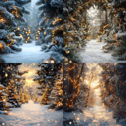 Enchanted Forest Backdrops - Magical Digital Backgrounds for Photography, Photoshop Overlays & Winter Wonderland Backgrounds