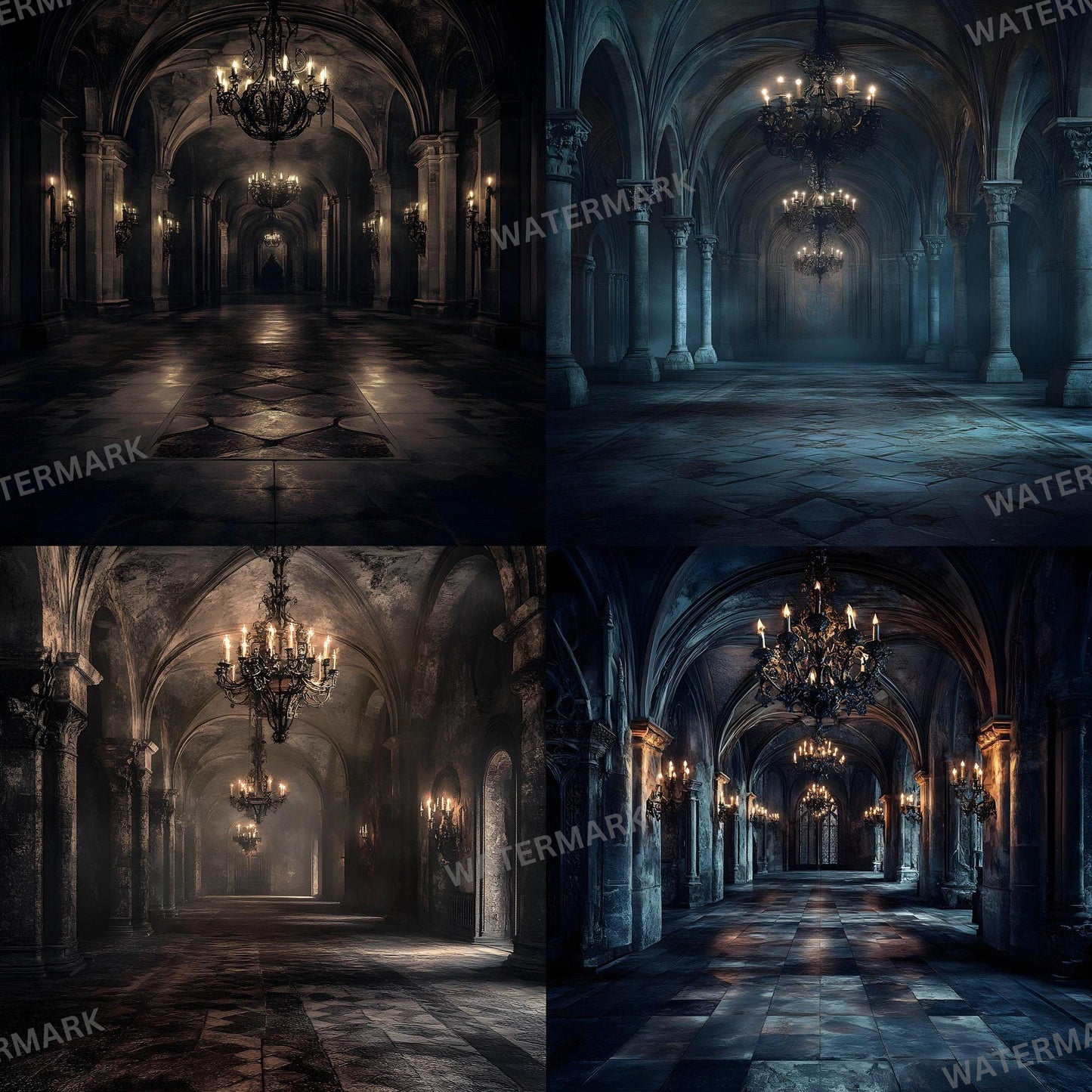 Haunted Castle Digital Backdrops | Gothic Photoshop Overlays for Studio Portraits, Halloween Themes & Dark Photography, Gothic Backdrop
