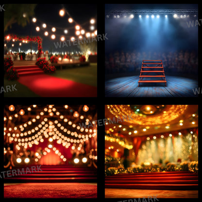 Theater Stage Digital Backdrop, Red Stairs Photography Background, Image for Dramatic Portraits, Theatrical Photo Booth Prop