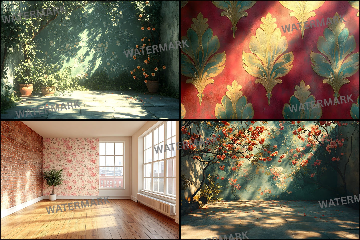 Vintage Sunlit Room Digital Backdrop, Wallpaper Backgrounds for Photography, High-Resolution Textures, Photo Overlays