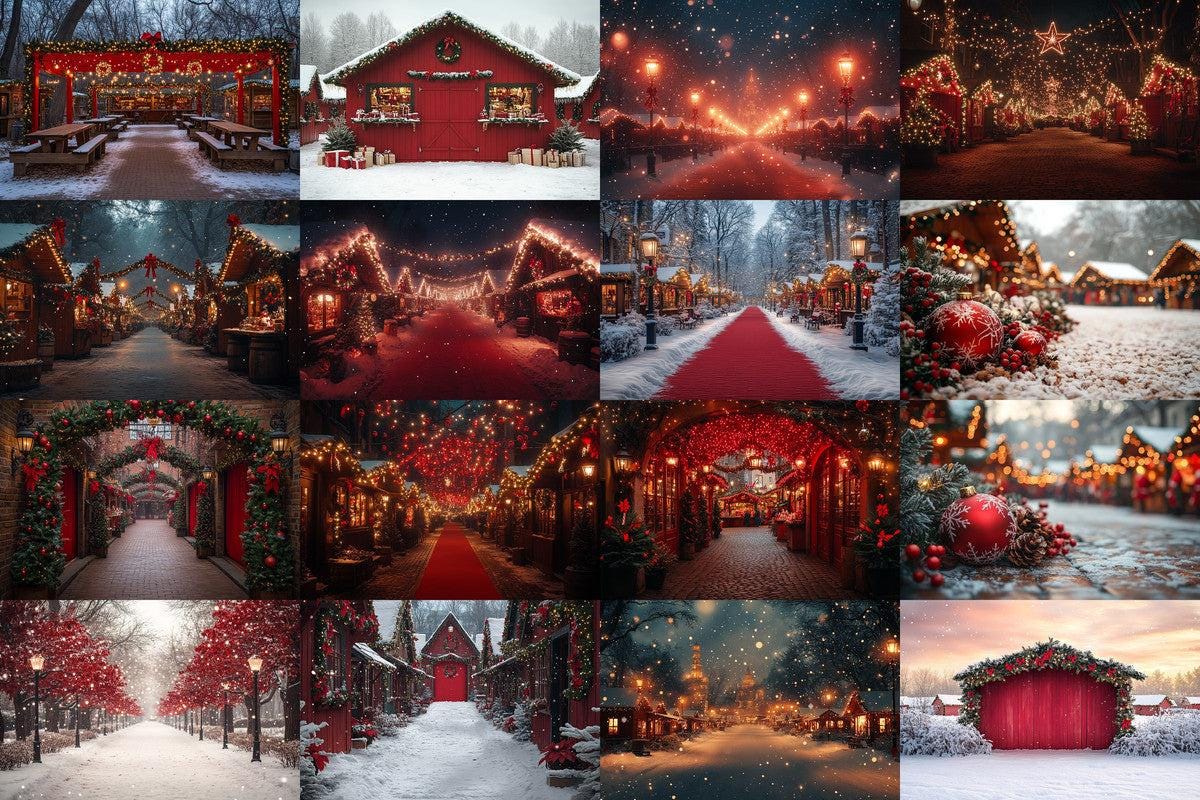 Warm Christmas Market Scene Photography Backdrops - 00x00px PNGs for Digital Artists  Designers