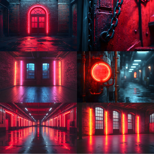 Neon Industrial Rustic Photography Backdrop Set, Urban Digital Backgrounds for Portraits, Graffiti Wall Photo Overlays, LBXD