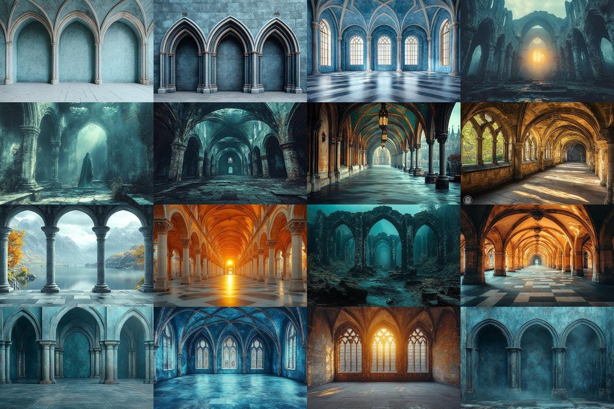 Wizarding School Arches Backdrop - Magical Gothic Photography Background - Fantasy Photoshop Overlay for Dark Academia & Mystic Themes