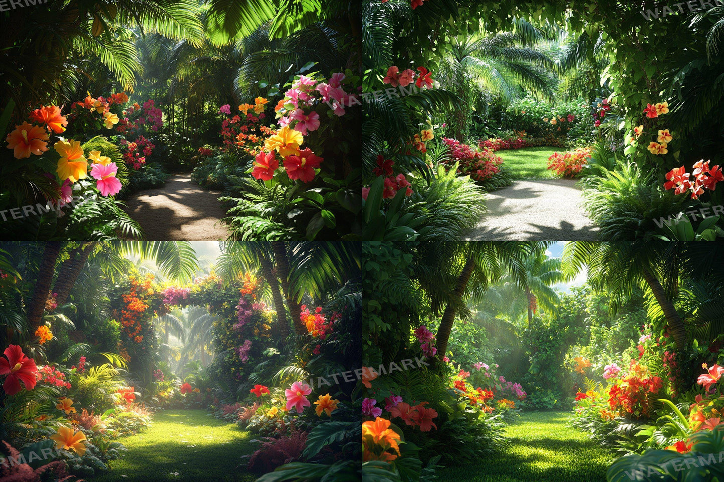 Tropical Vines Digital Backdrops - 3High-Res PNG Files for Photography  Craft Design - Commercial Use Allowed