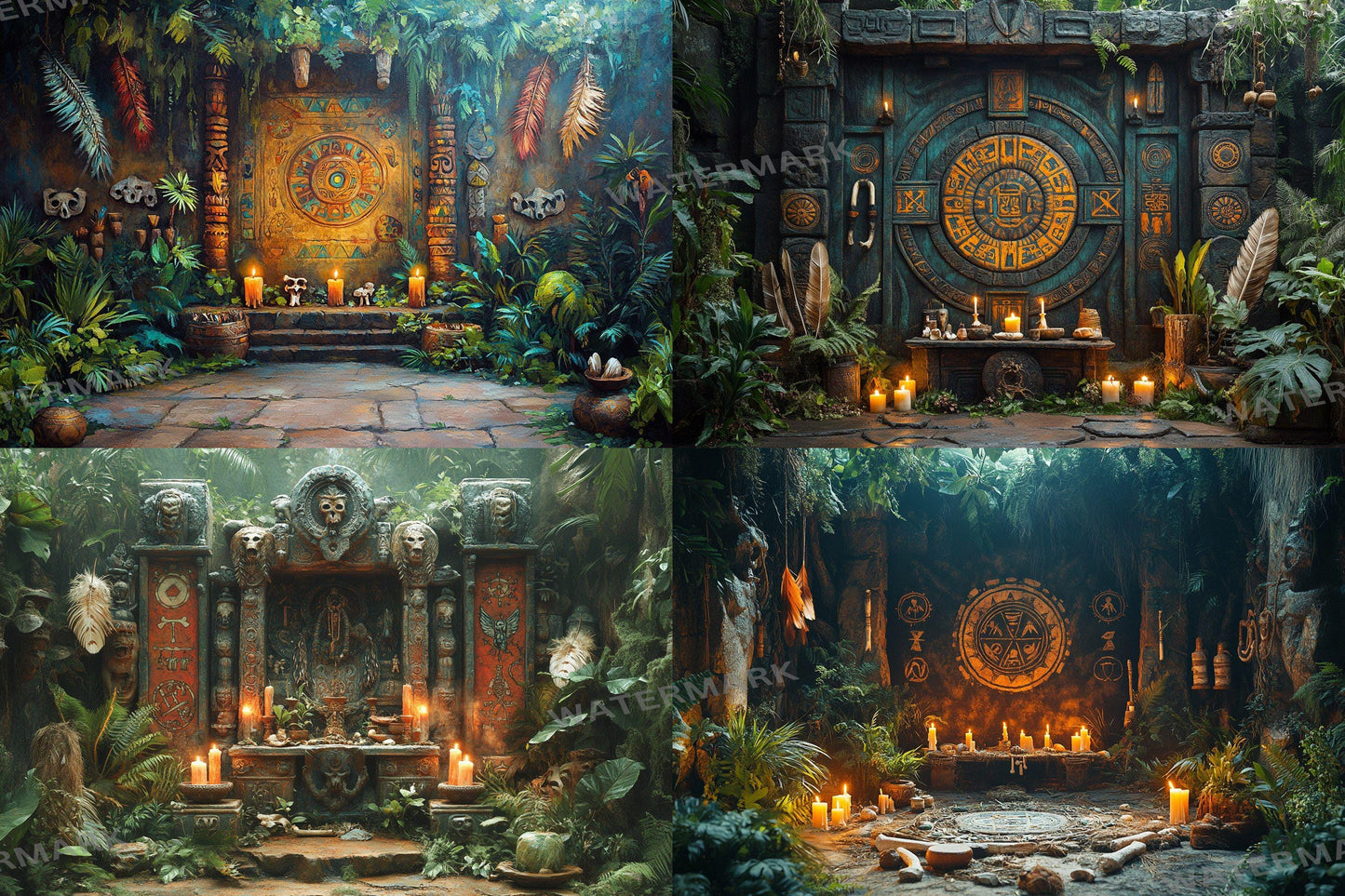 Amazonian Shamanic Ritual Digital Backdrops - 3High-Resolution PNGs for Creative Photography 00x00px Commercial Use