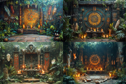 Amazonian Shamanic Ritual Digital Backdrops - 3High-Resolution PNGs for Creative Photography 00x00px Commercial Use