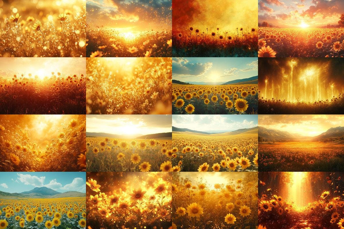 Warm Aesthetic Sunflower Field Glow Backdrops for Photographers  Designers - 00x00px PNGs Commercial Use Allowed